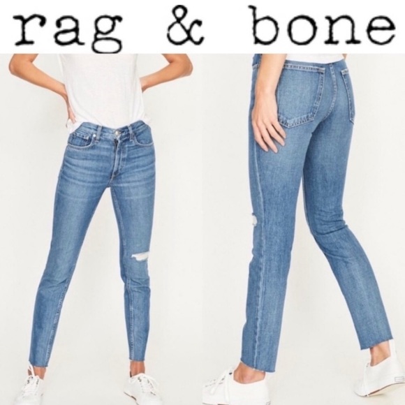 Rag & Bone High Rise Ankle Skinny Jeans Pamela Distressed Size 24 NWT - Picture 2 of 12